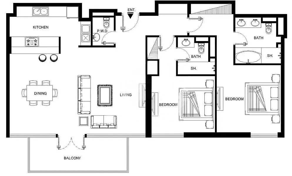 Welcome Home - Bluewaters Brand New 2-Bedroom Дубай Апартаменты